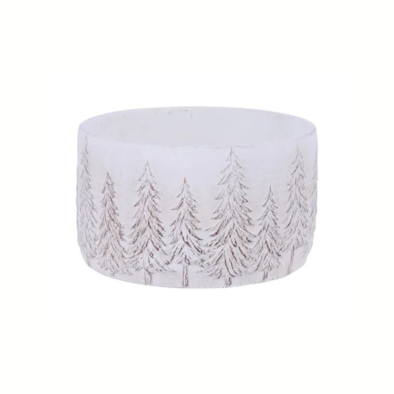 Whitewash Pine Tree Cement Planter 6.5" Winter Floral Container-MX078930